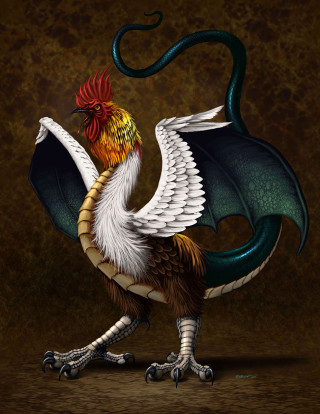 Rooster dragon tail feathers painting - its wing free wallpaper for mobile