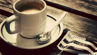 Coffee spoon plate wooden table - morning free wallpaper for desktop
