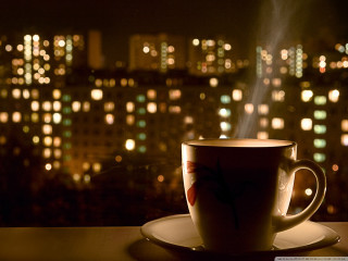 Coffee saucer city night lights 2 - nighttime free wallpaper