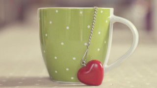 Green cup red heart silver - morning free wallpaper for desktop