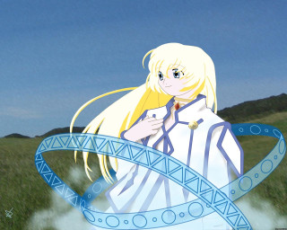 Anime girl blonde hair blue 16 - a blue ribbon free wallpaper
