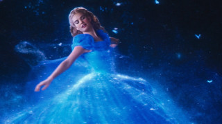 Woman blue dress flying butterfly - a butterfly free wallpaper for desktop