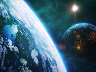 Earth space view bright light 4 - a view of the earth free wallpaper