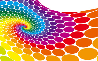Colorful spiral circles rainbow triadic - a white center free wallpaper