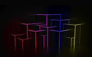 Colored boxes black background red - colored free wallpaper