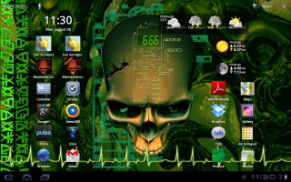 Computer skull green background clock - a skull free wallpaper for desktop