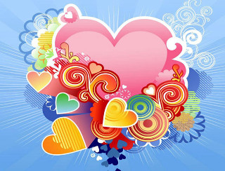 Heart shaped object hearts blue 2 - white swirl free wallpaper