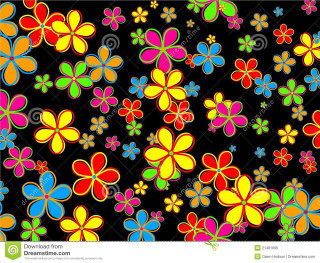 Colorful flower pattern black background 3 - maximalism free wallpaper