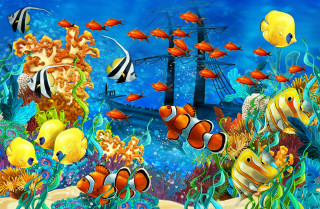 Sea life scene fish corals 2 - fish and corals free wallpaper