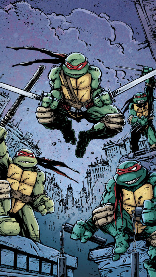 Teenaged ninja cityscape comic jump - a comic book cover free wallpaper