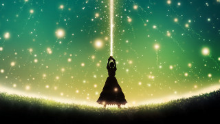 Starry sky woman moon fireflies - a long dress free wallpaper for desktop