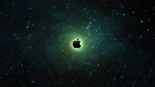 Apple logo space stars green 2 - the middle of a space free wallpaper