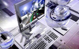 Computer monitor desk keyboard mouse - top of a desk next free wallpaper