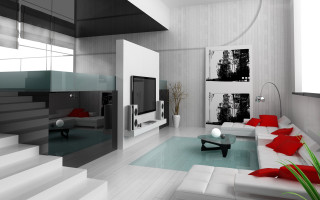 Modern livingroom white couch red - modern free wallpaper