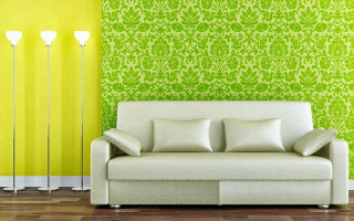 Couch green wall lamps sitting - a green wall free wallpaper