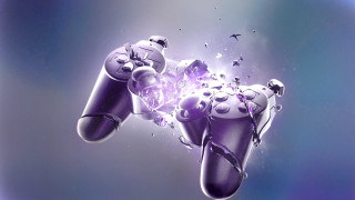 Purple video game controller flying - behance hd free wallpaper