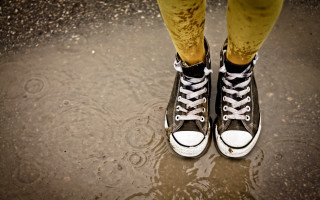 Person yellow pants sneakers rain - yellow pants free wallpaper