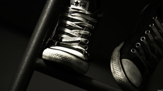 Sneakers metal bar dark night - a pair of sneakers free wallpaper