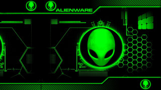 Green alien black background hexagons - a green alien free wallpaper
