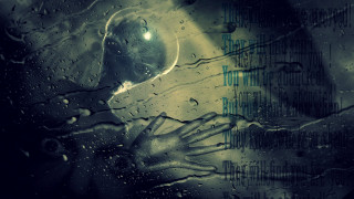 Rain glass green city moon - dark art free wallpaper