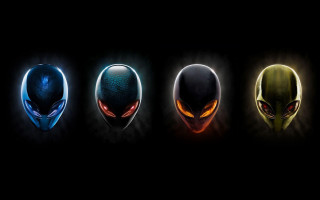 Alien heads colorful eyes variety - a row free wallpaper for desktop