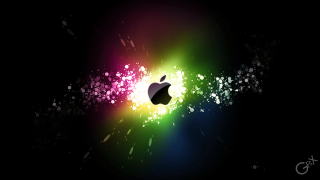 Colorful apple holography night silhouette - a colorful apple logo free wallpaper