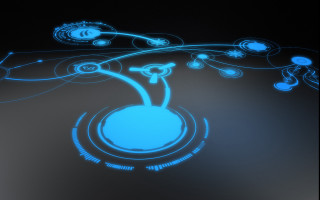 Blue circle surrounded black background - vector curve free wallpaper