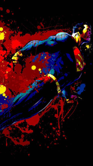 Superman flying paint splatters man - heroic free wallpaper for mobile