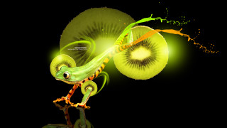 Green lizard branch kiwi mouth - a green lizard free wallpaper