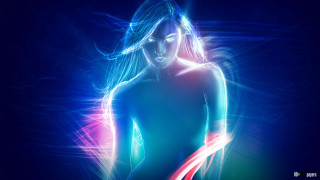 Woman neon light painting body 2 - a neon light free wallpaper