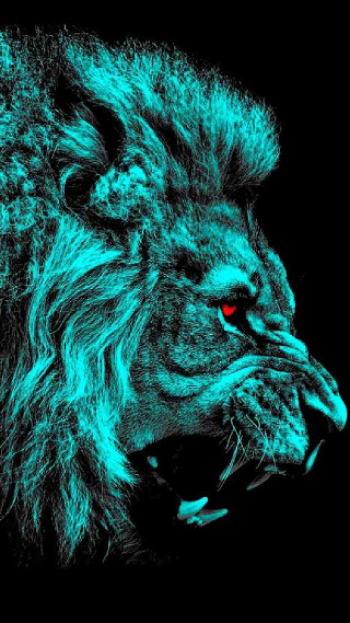 Lion red eyes black background - anne stokes free wallpaper for mobile