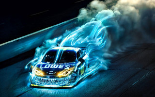 Car blue flames track smoke - blue flame free wallpaper