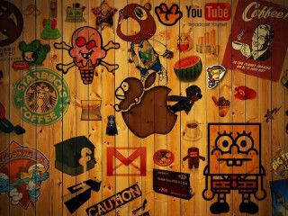 Wooden wall stickers variety background - a wooden wall behind free wallpaper for desktop