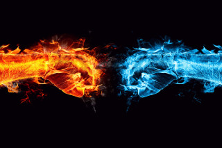 Fire ice illusion blue red - abstract illusionism free wallpaper