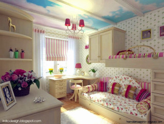 Bedroom with bed interior design 12 - desk free wallpaper