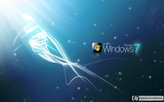 Blue white swirly windows7 star - sky behind free wallpaper