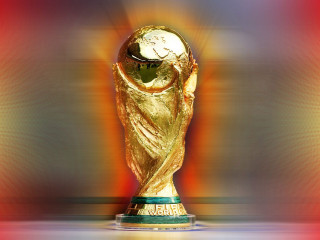 Golden trophy red background blurry - foto realistic free wallpaper
