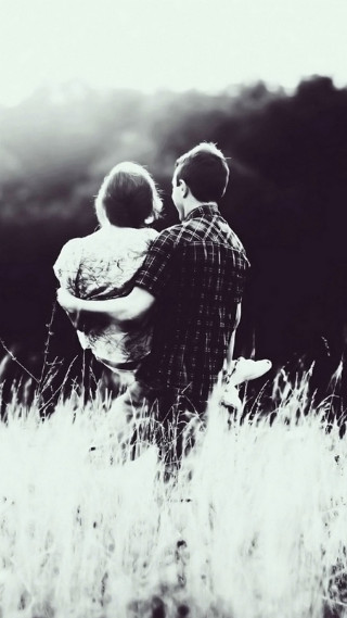 Couple people field tall grass 2 - free love wallpaper for mobile