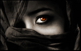 Woman orange eyes scarf serious 2 - egyptian art free wallpaper for desktop