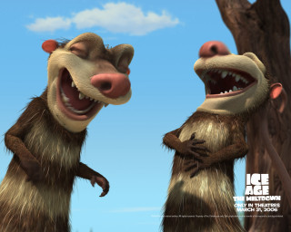 Cartoon animals couple tree mouths - tooth wide free wallpaper