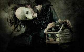 Woman mask typewriter house creepy - a mask free wallpaper