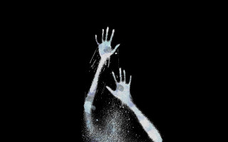 Two hands reaching catch air - kinetic pointillism free wallpaper