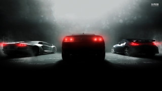 Three cars dark room fog - three car free wallpaper for desktop