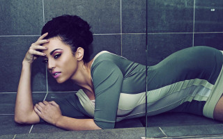 Woman laying bathroom mirror hand - contemporary fashion free wallpaper