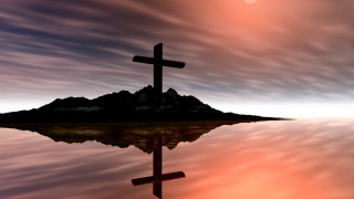 Cross reflection lake sunset mountain - david imms free wallpaper