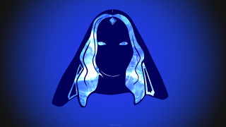 Woman veil blue background black - a white outline free wallpaper