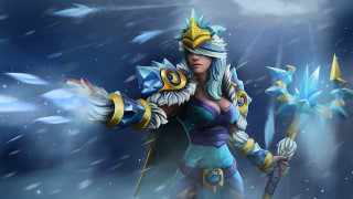 Woman sword starry sky snow - splash art free wallpaper for desktop