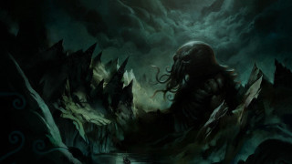 Creature dark forest full moon - lovecraftian free wallpaper for desktop