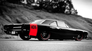 Black red car parked road 2 - the side of a road next free wallpaper