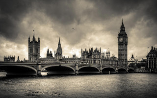 Bridge clock tower london black - a cloudy sky free wallpaper for desktop
